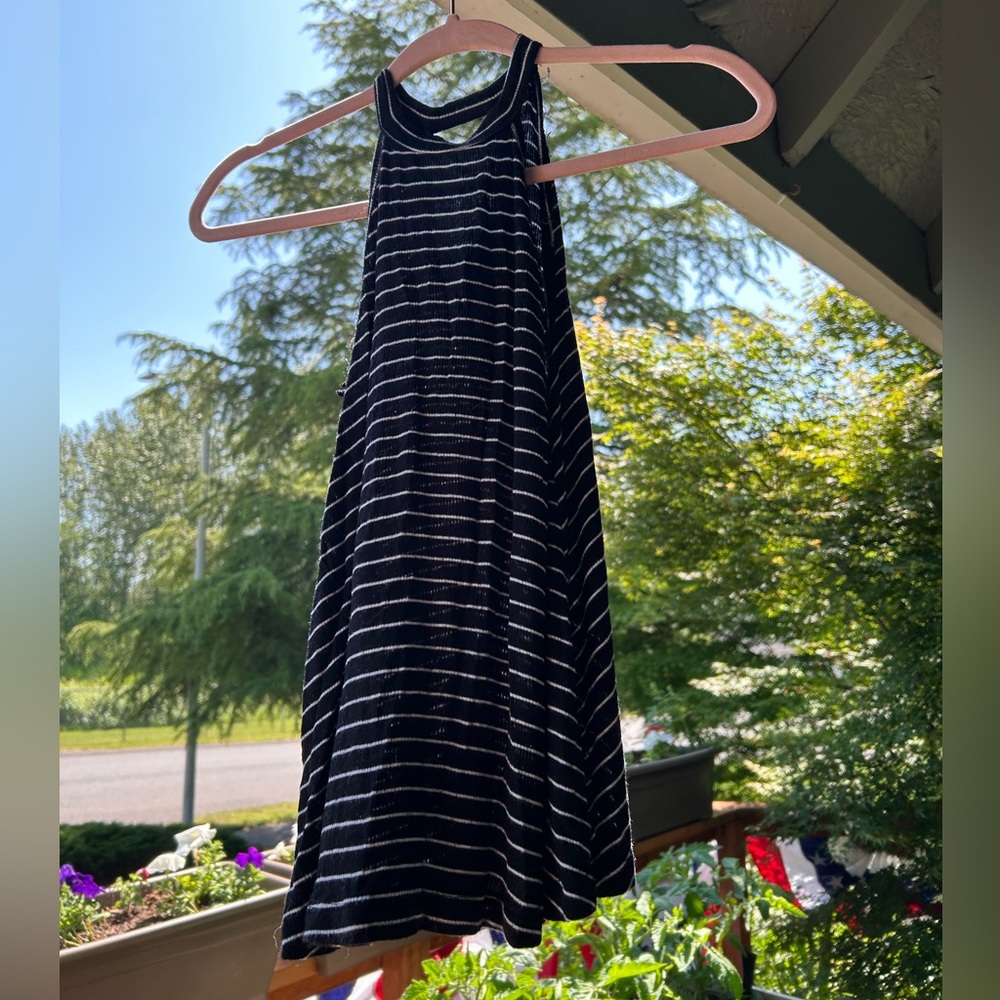 Black and White Striped Halter Top